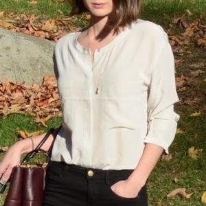 Everlane white silk habotai shirt blouse top L GUC
